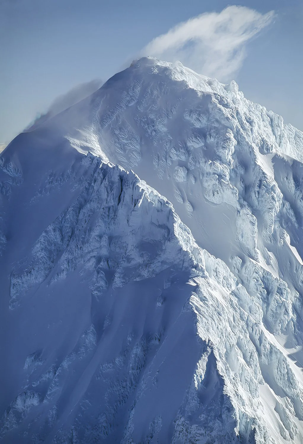 An aerial photo of a windy day on Mt. Hood, Oregon, USA