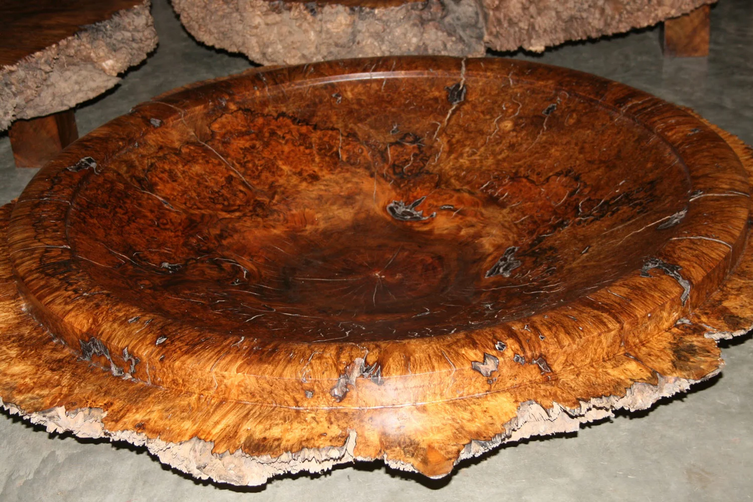 Finished giant walnut bowl by Allan Shope
