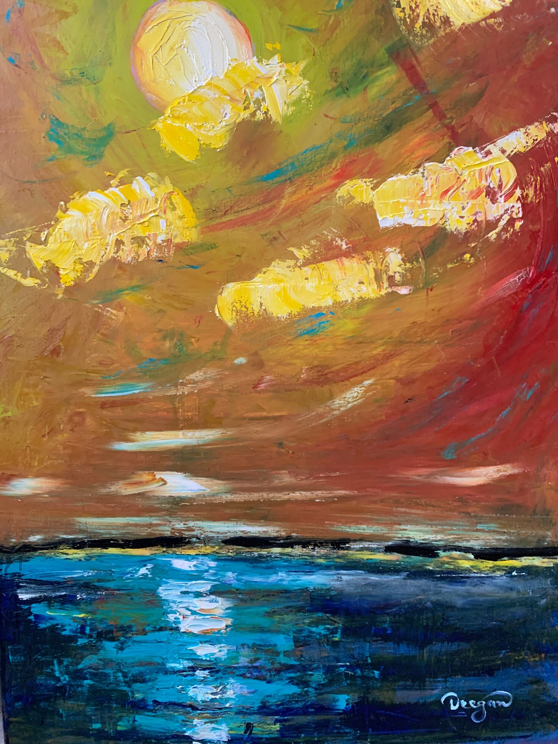 Sunset at Lake Livingston 30”x40” oil on canvas, 2021