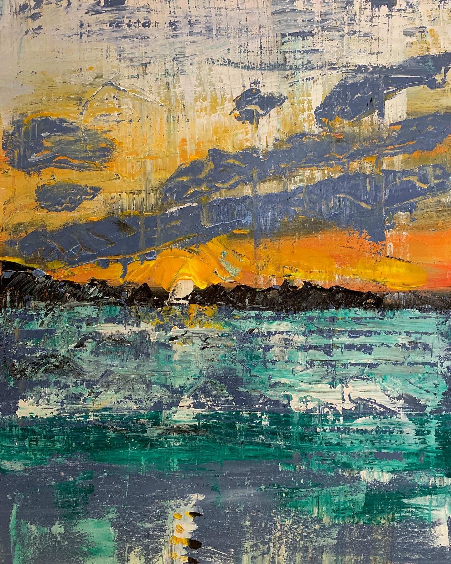 Sunset at Wailea 30”x40” acrylic on canvas, 2021