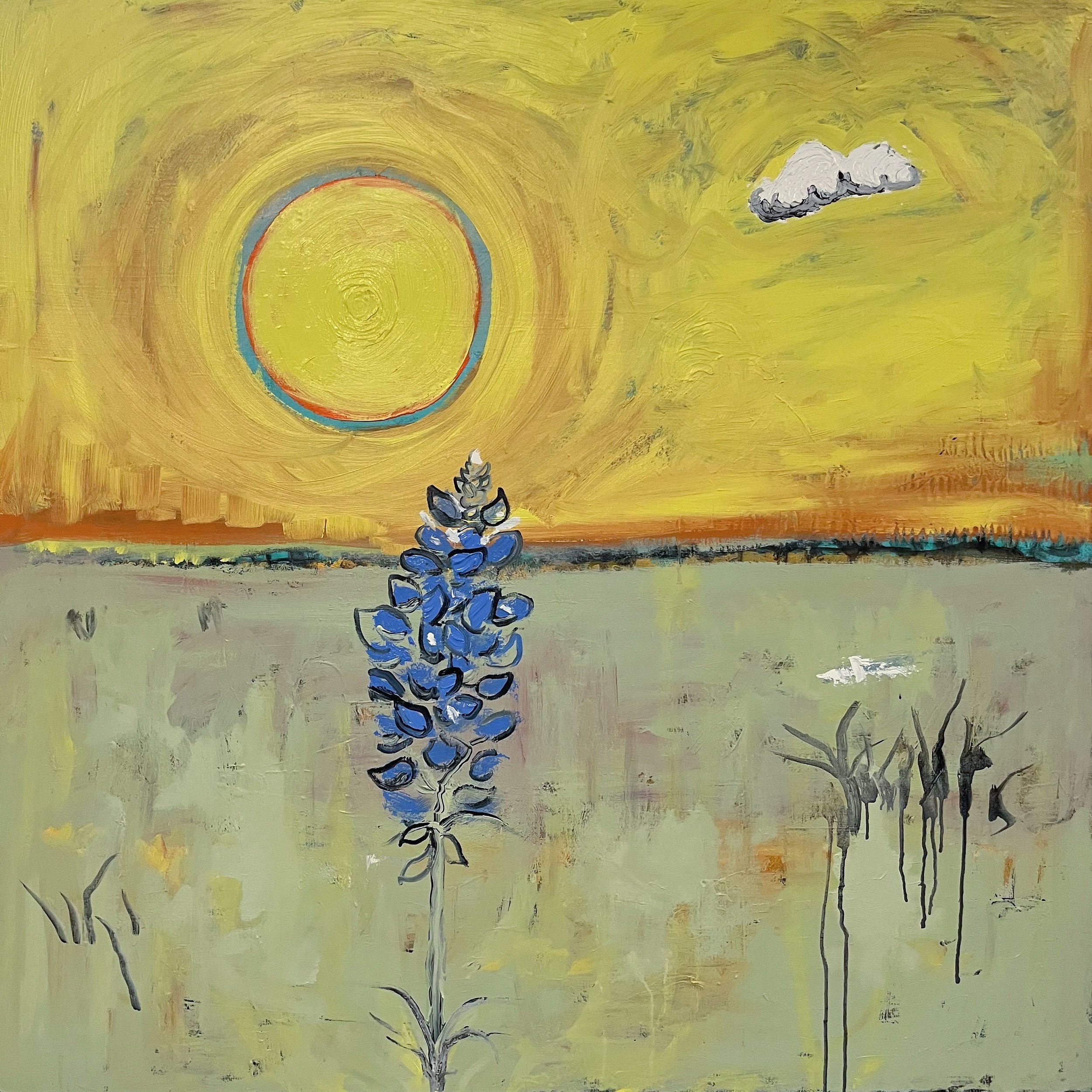 Bluebonnet 48”x48” oil and acrylic on canvas, 2022