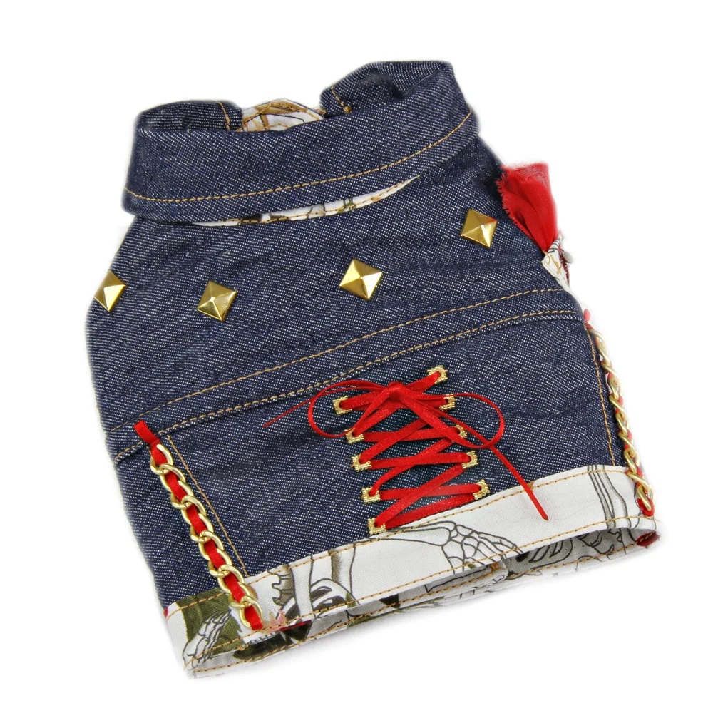 red jean vest