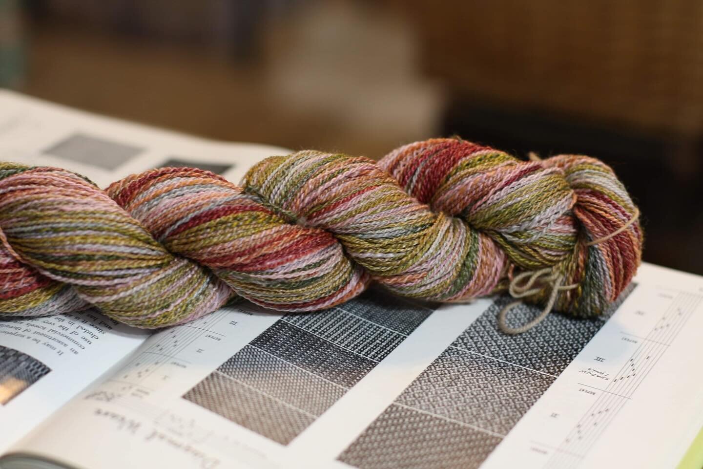 Bordeaux by Inglenook Fibers. 

I taught the girls to knit yesterday and it has me wanting to cast on with handspun! I have plenty of skeins sitting about and waiting for a project- not this one as it found a home at a holiday market last year! - but