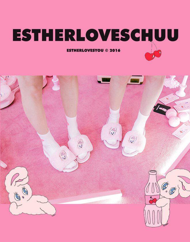 wc x estherlovesyou bunny slippers