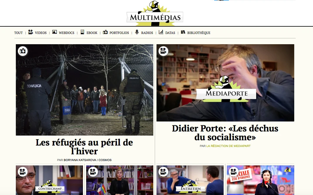 Mediapart France January 1, 2016: Les Refugies au peril de l'hiver
