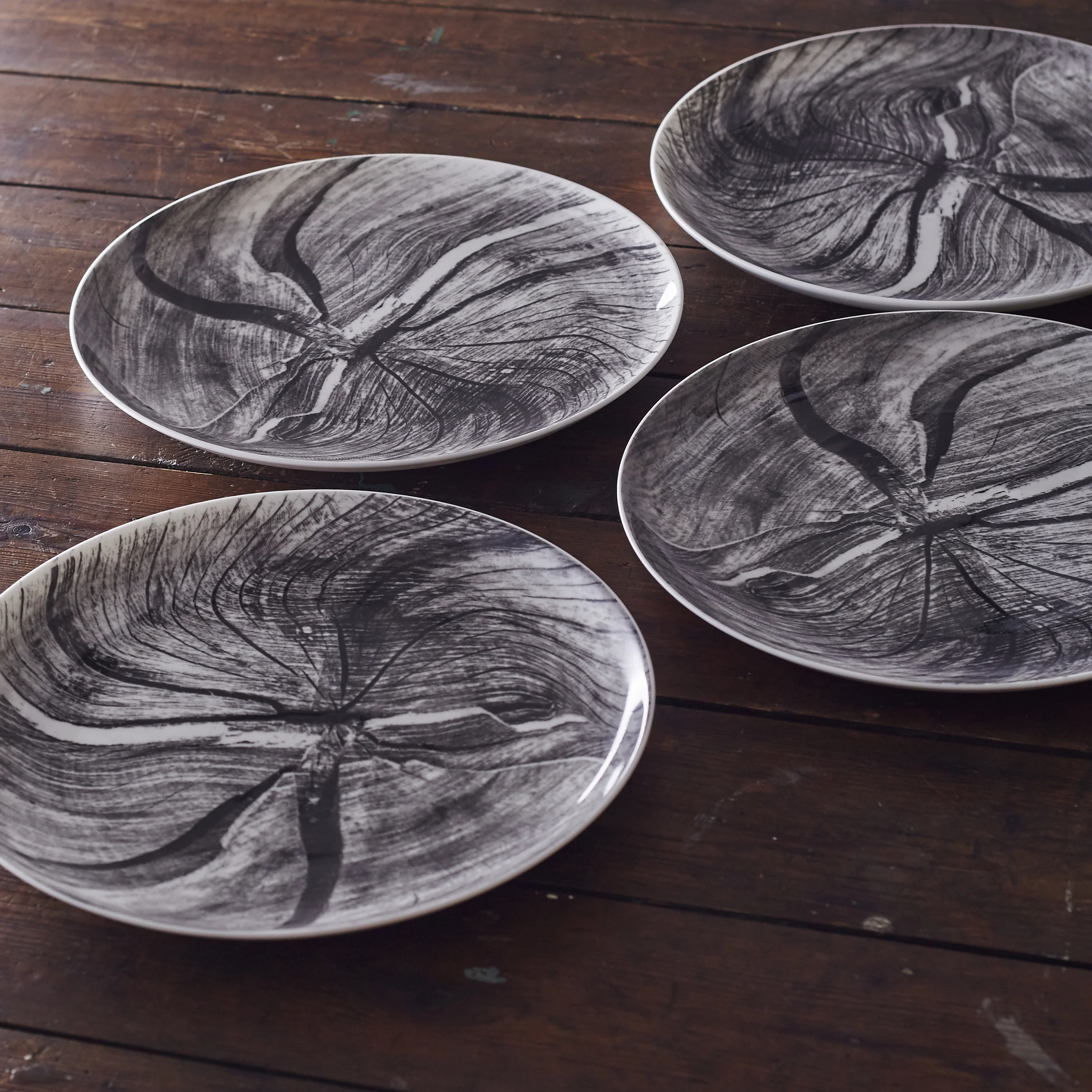 Woodcut dinner plates