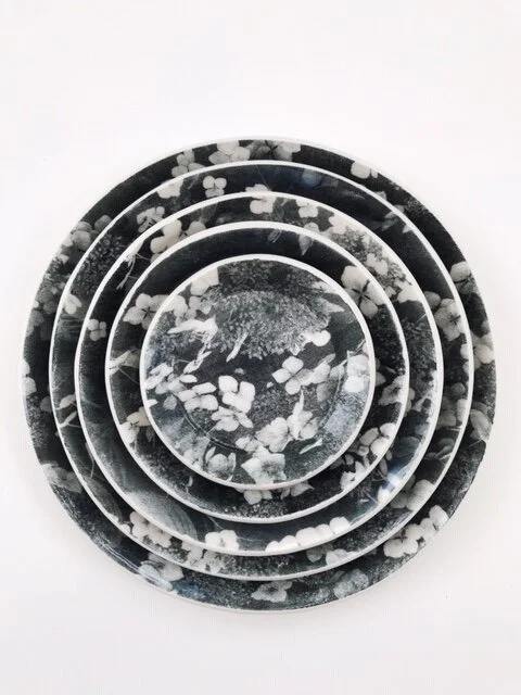 Hydrangea Porcelain Plate Stack