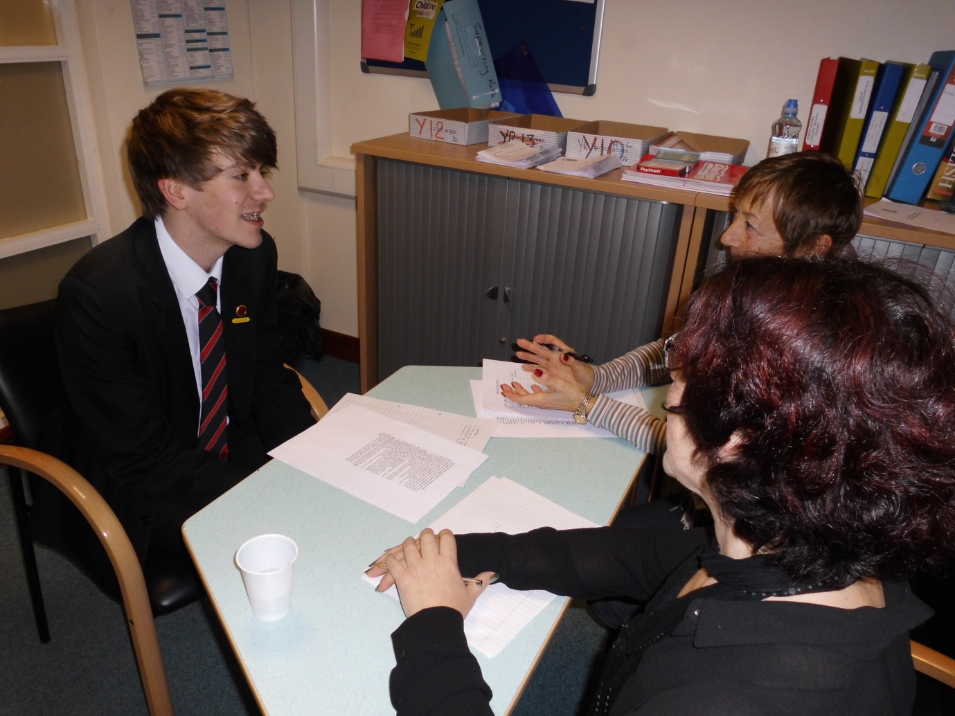 Ross Cooper (French and Spanish at Cambridge) with Dr Chantal Brady (retired French teacher) and Mrs Andrea da Silva (parent and past pupil).