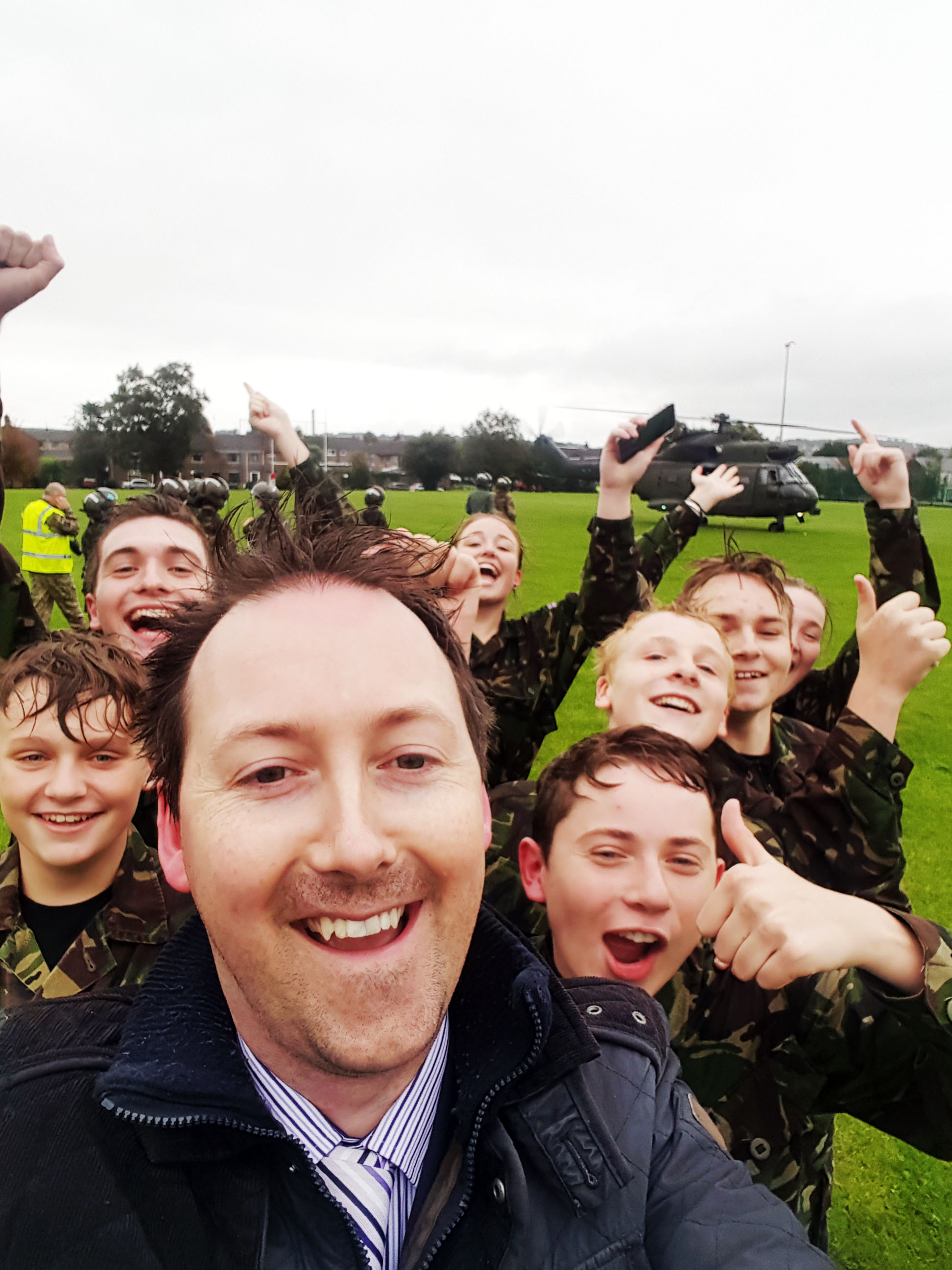 Flying in a helicopter makes cadets happy!