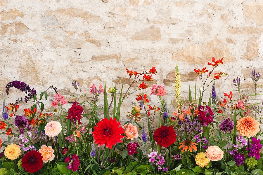 Wedding flowers Bristol. Meadow display