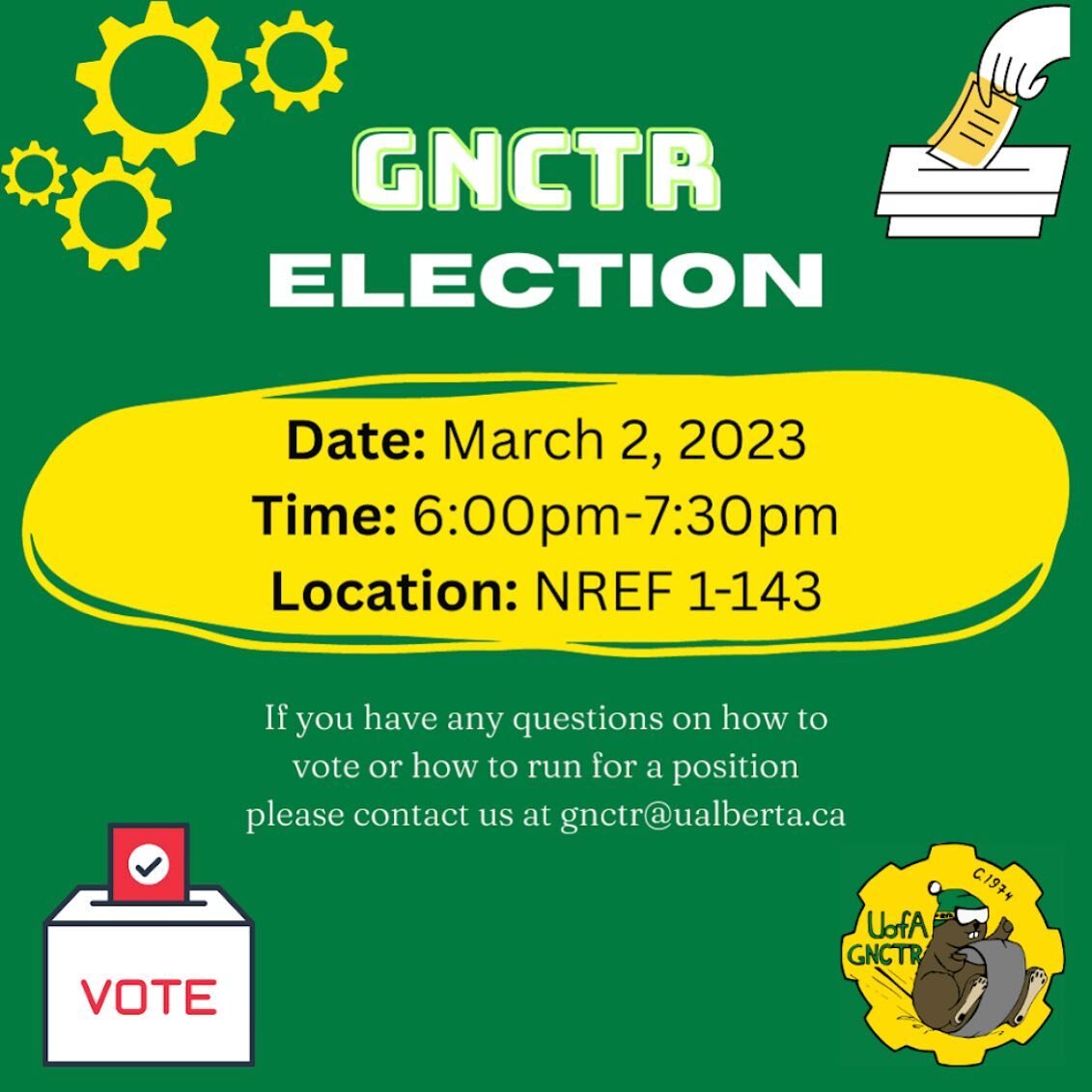 We are having our election!! If you have any questions about the voting procedure or how to run for a position please DM us or email us!