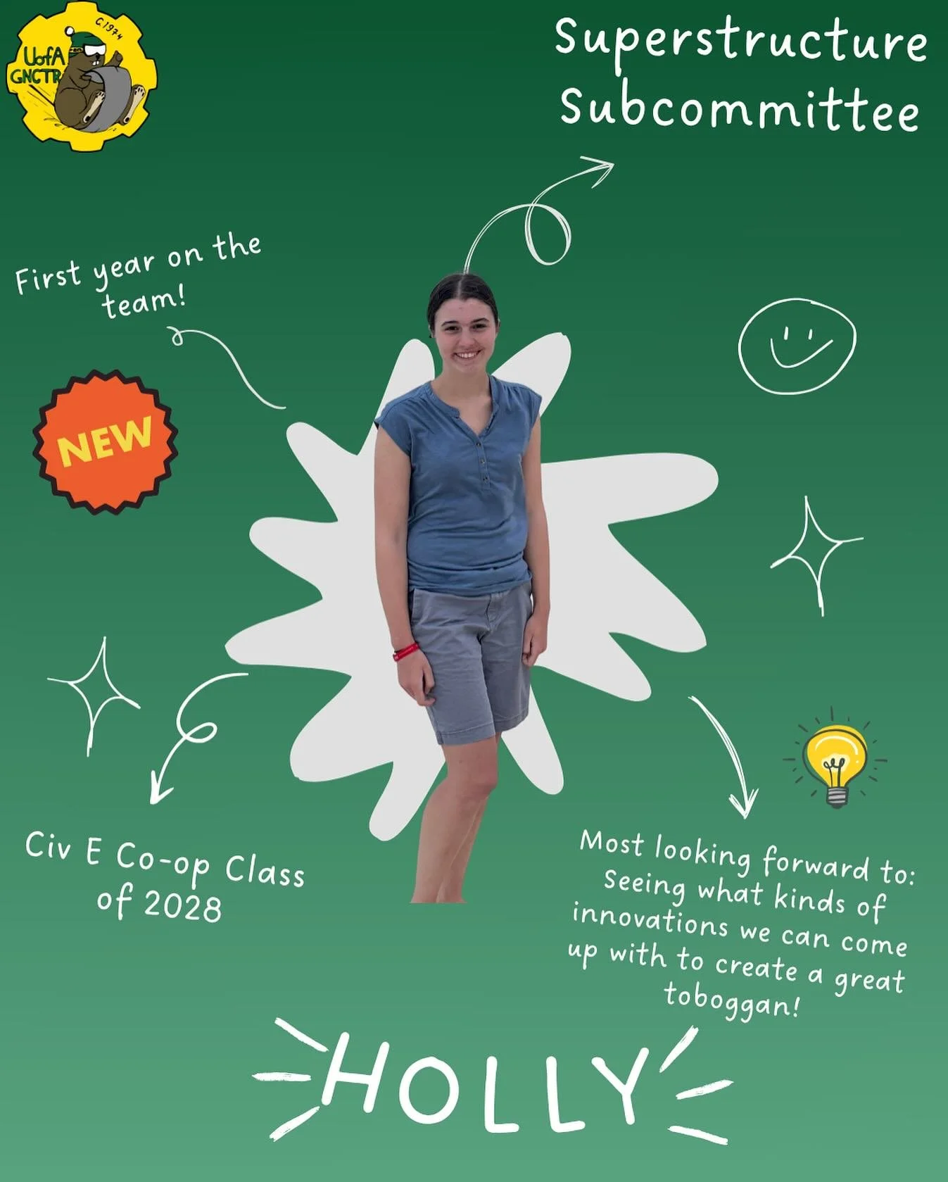 More introductions!!! We have a first timer on the exec team!!! Welcome Holly, and we hope you have a fantastic year apart of the most slay club on campus ;)