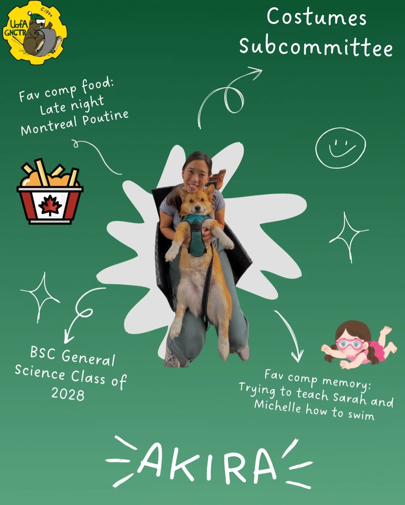 And last but definitely not least, our costume subcommittee, Akira! This is Akira&rsquo;s first year on the exec team but she has previously came as a general member! We are so excited Akira has decided to join the exec! She will also help our spirit