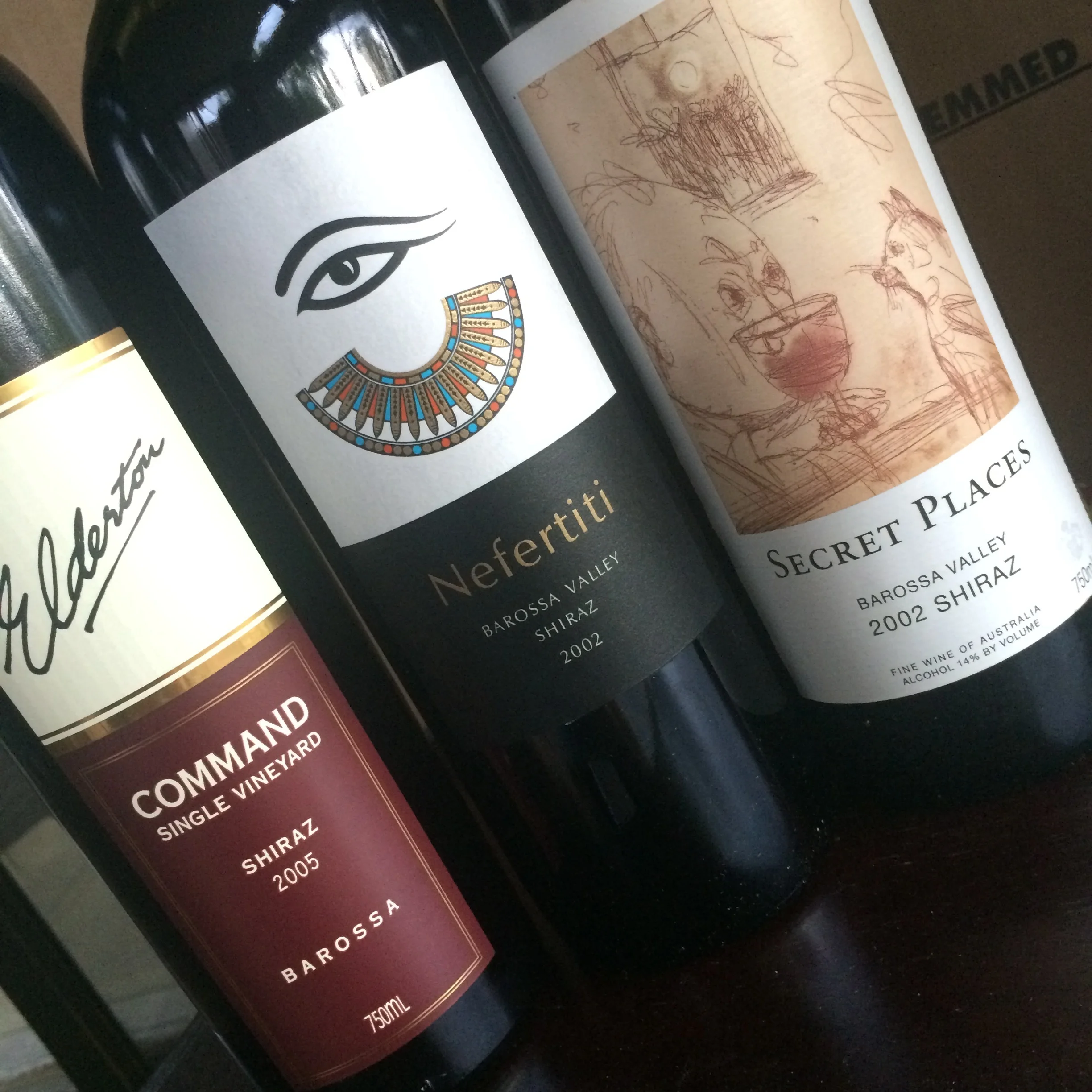 Three old Shirazes from the cellar of a friend in Brisbane - the Nefertiti was my favourite