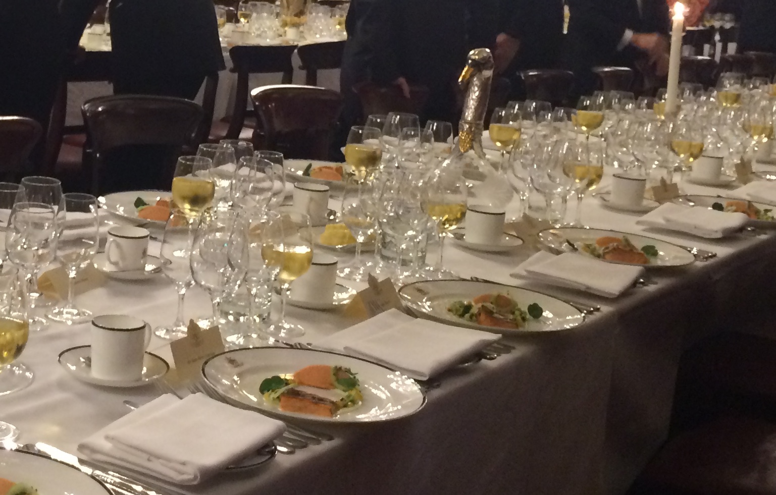 The table set at the beginning of the evening