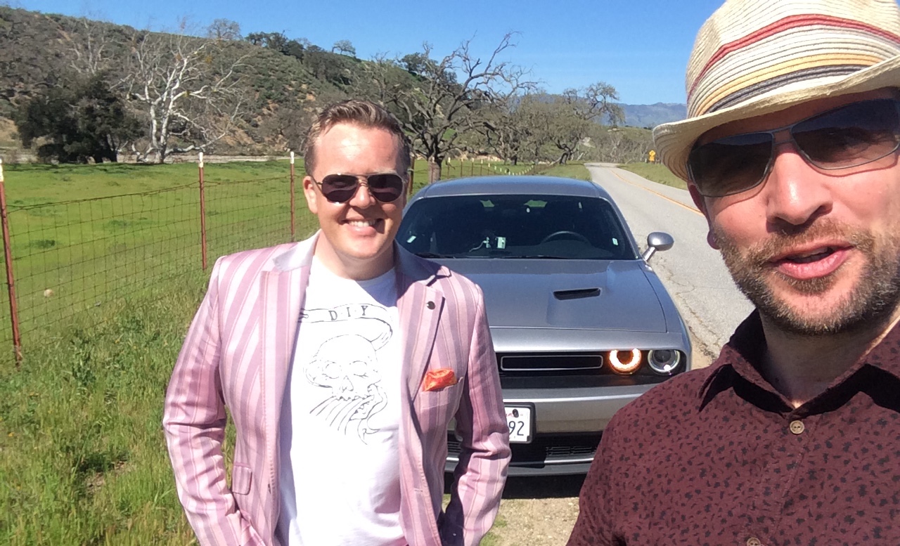Olly and me on the road in California, en route to record P!nk