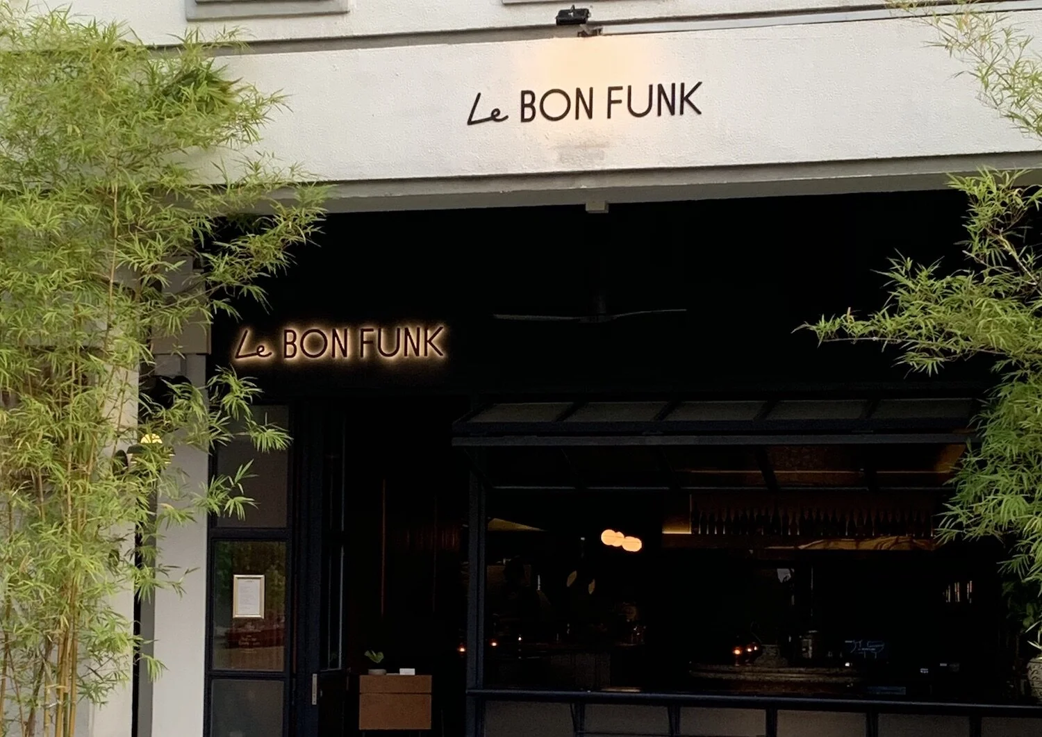 The exterior of Le Bon Funk, on Singapore’s super-trendy Club Street