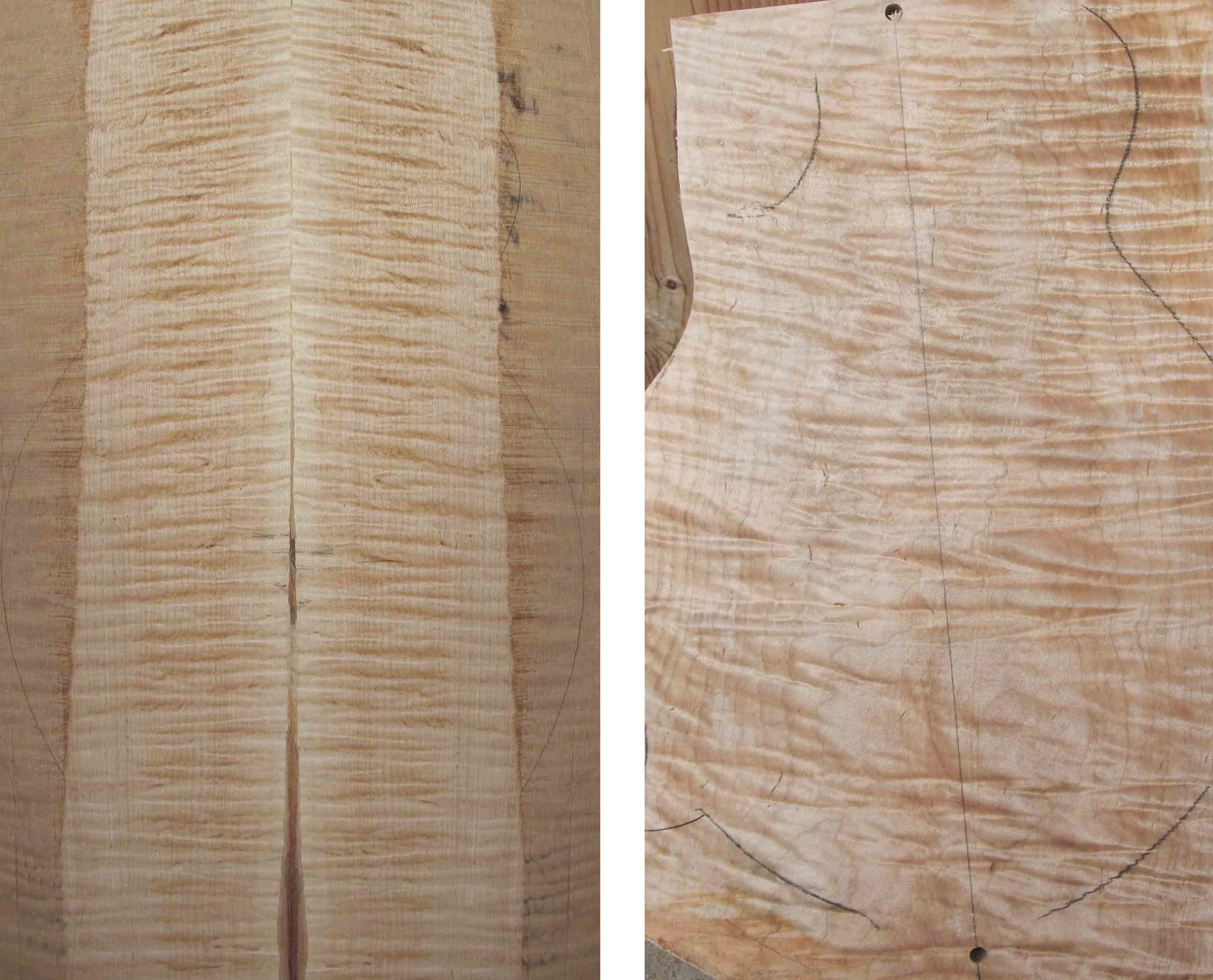 L. 2 pcs book-matched spiral R. 1 pc slab