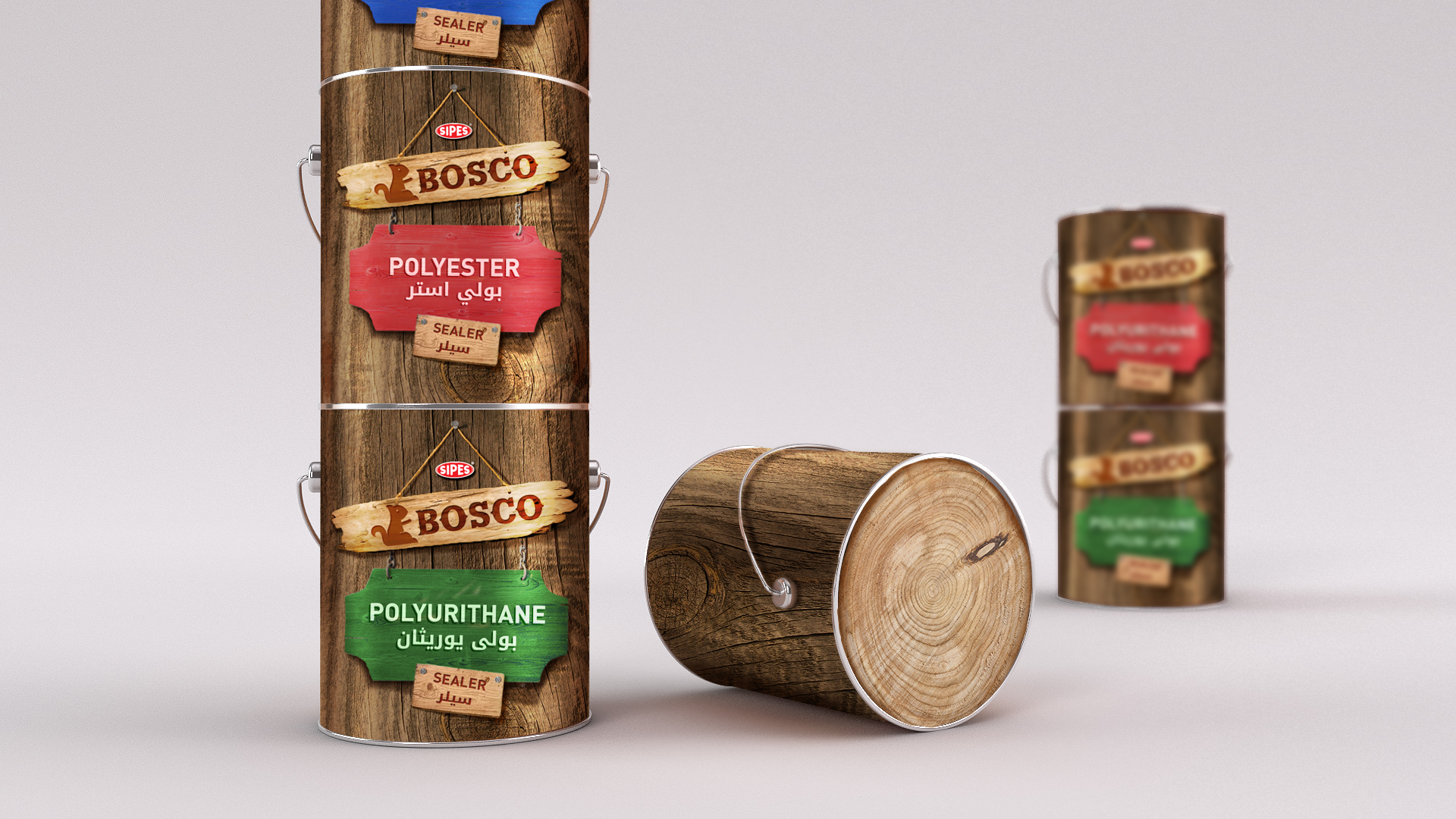 Taking it a step further, I couldn't help but seeing the paint cans as logs of wood. Recreating a forest when stacked, it would be hard to miss these in any paint store