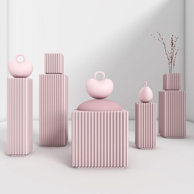 A concept visual of our furniture &amp; accessories collection featuring the Pastel Pink Stool, side tables &amp; vases. Oh and handbags also designed by our director @aleksa_rizova - photos to come soon. All available to preorder in bespoke finishes