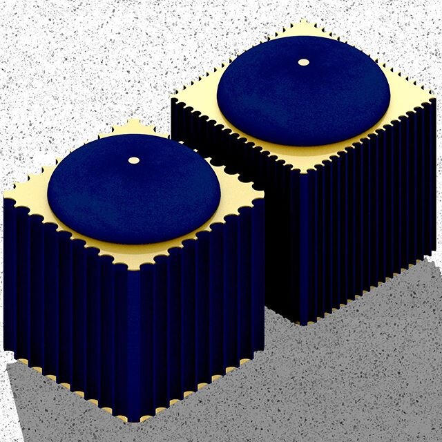 Velvet Blue Fluted stools in 2 flutes sizes on #terrazzo floor. New interior concept for a client in #dubai Our furniture pieces come in bespoke custom finishes to suit your requirements. Here we have used #camira fabric from @kvadrattextiles @camira