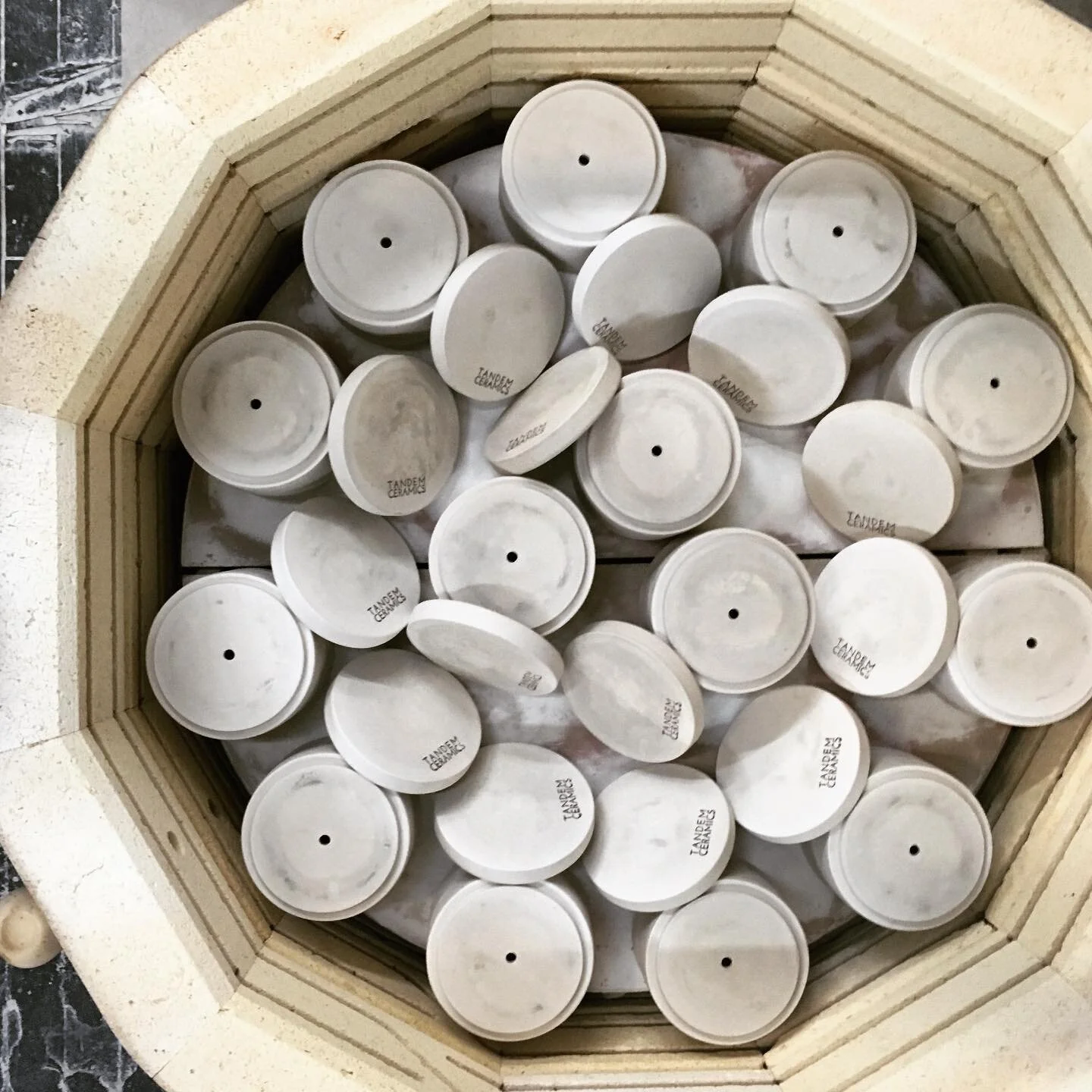Tricks of the trade...if your pots are still damp, space them out in a pretty mandala and set your kiln to 180 degrees until dry (in Ceramics, we call that &ldquo;candling&rdquo;). I&rsquo;m literally like watching clay dry today since we have a dead