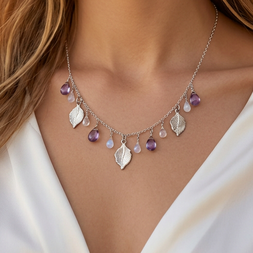 Amethyst & Moonstone Boho Necklace