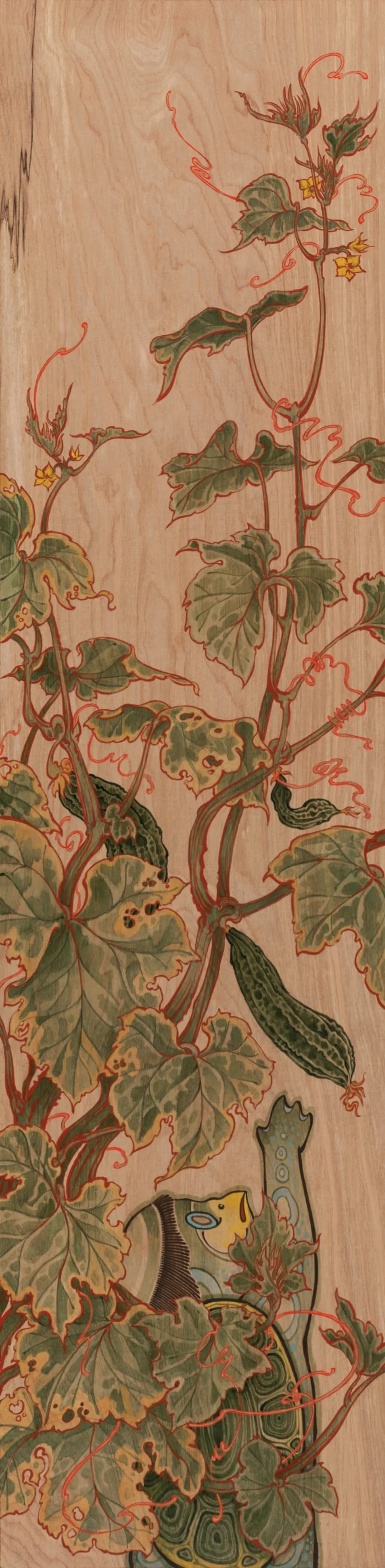 Kappa In My Garden . 2014 - acrylic on wood. 4' x 1'.