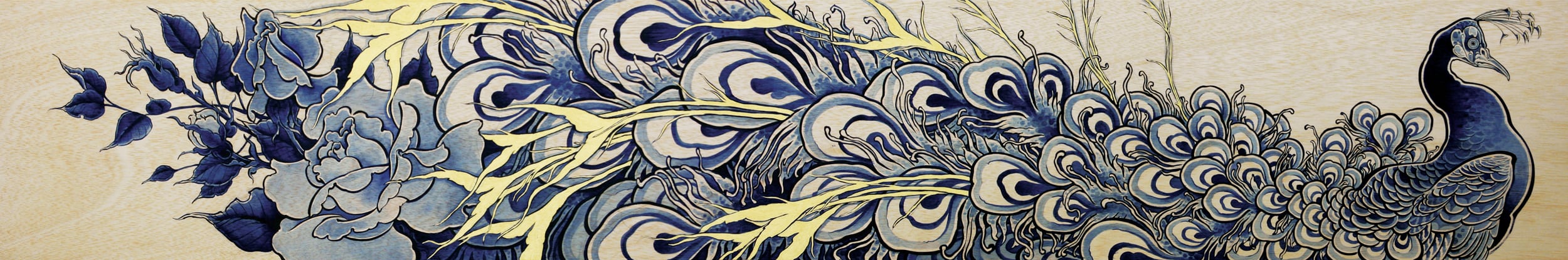 Peacockin' . 2011 - acrylic on wood. 1' x 6'.