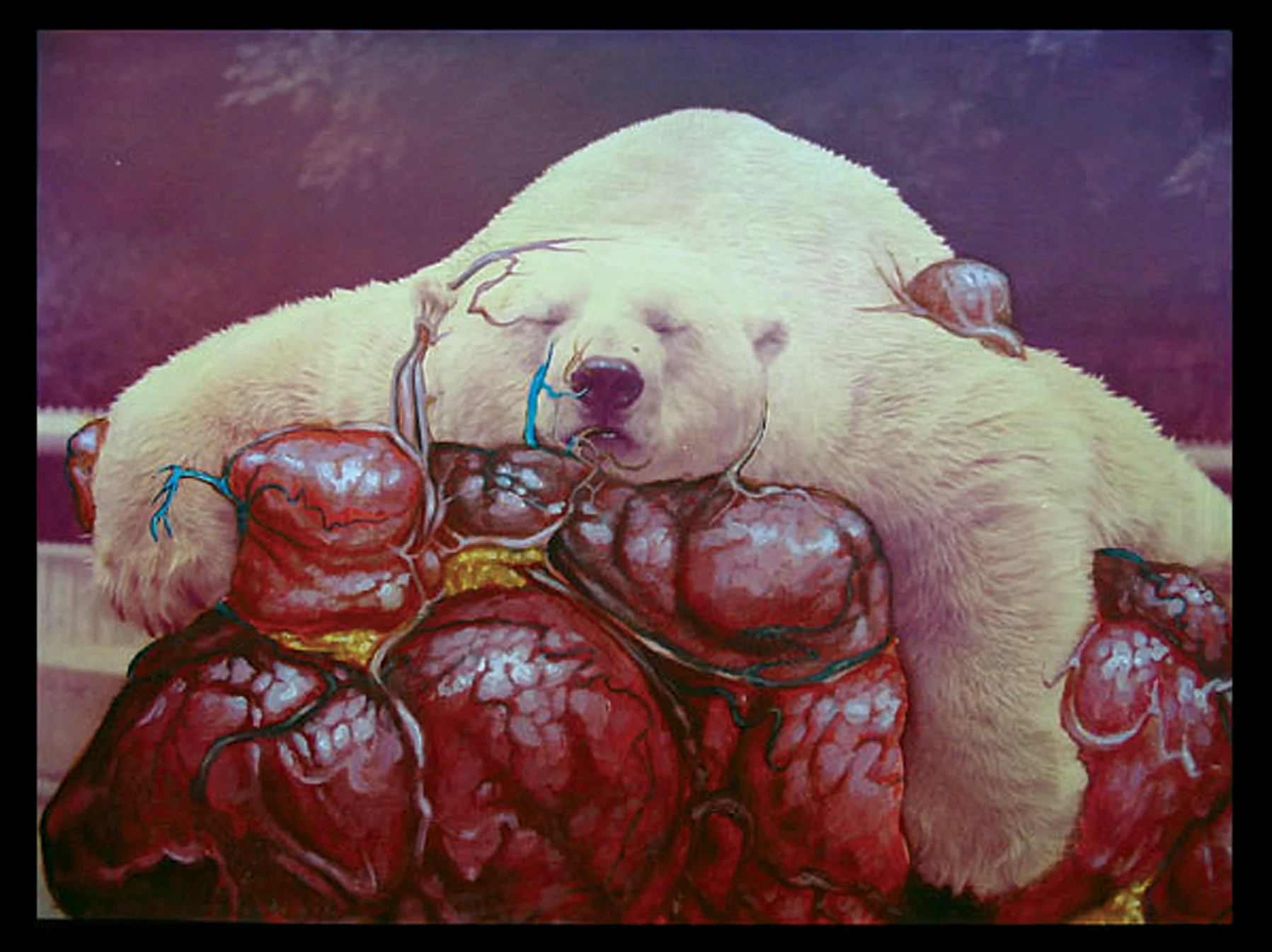 Bear Hug . 2001 - acrylic on photograph. 10" x 12".