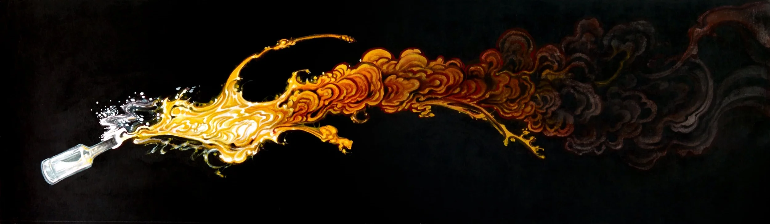 Molotov (All Involved) . 2015 - acrylic on fabric. 18" x 60".