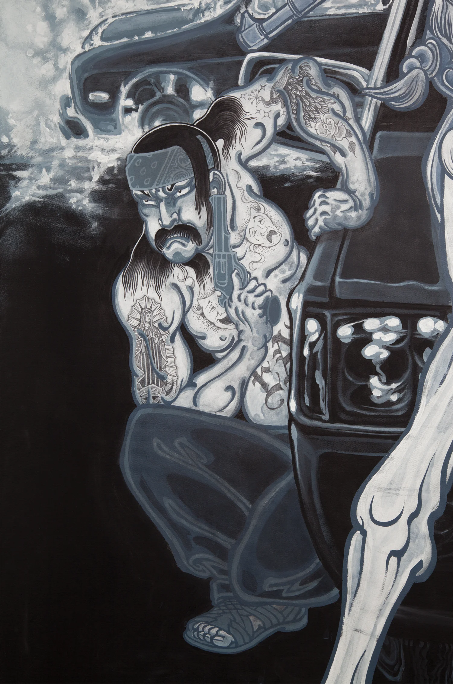 Stalemate . Detail- 2016 - acrylic on canvas. 4' x 6'.