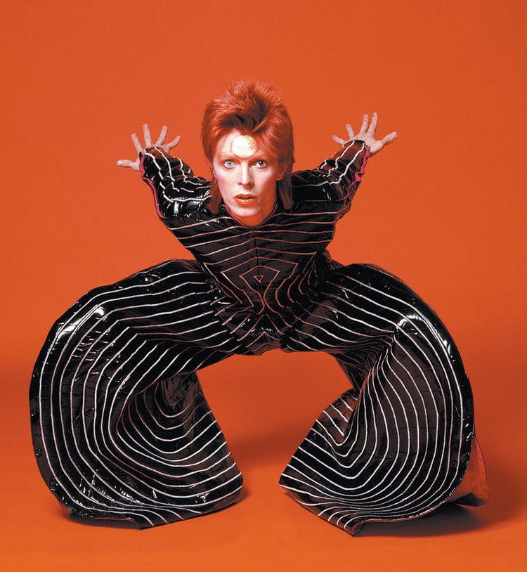 Image Source Bowie wearing the Tokyo Pop bodysuit from his Aladdin Sane tour, 1973