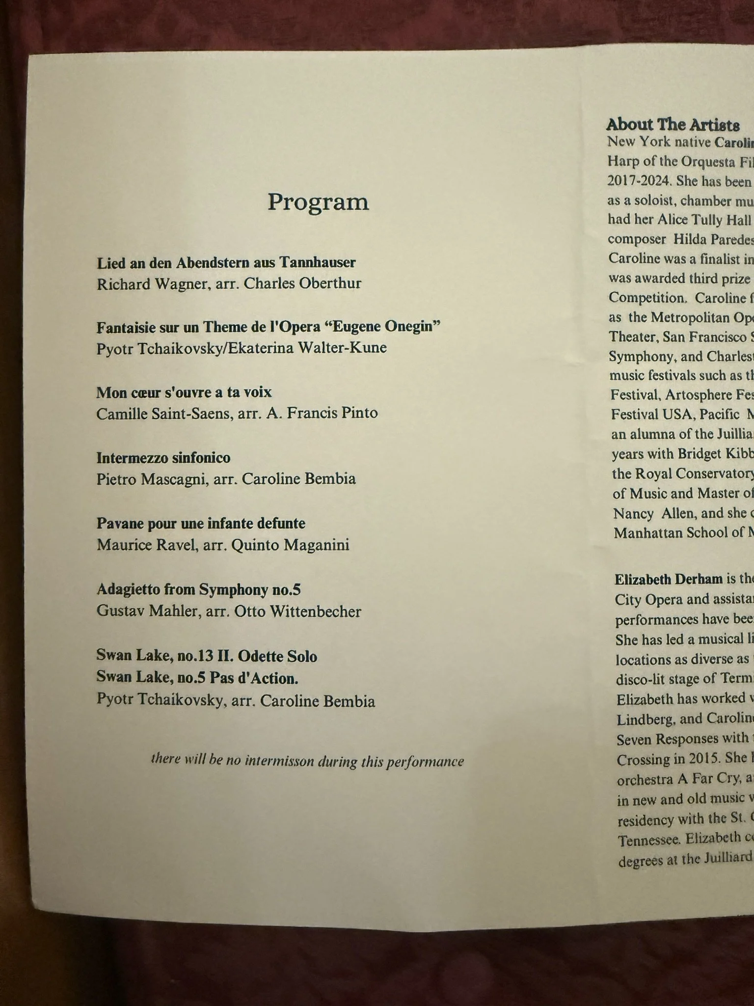 Caroline Bembia Harp Recital