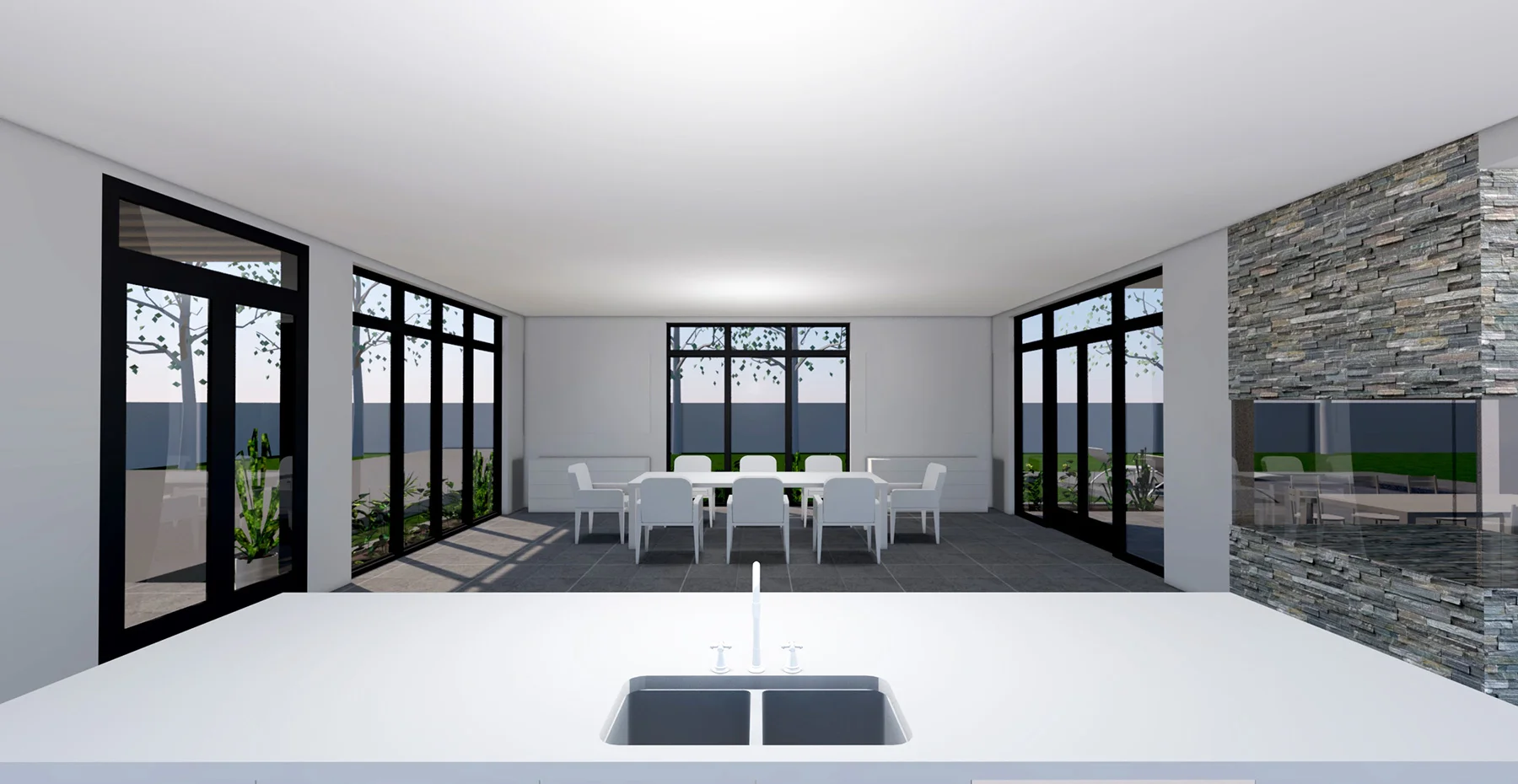 KITCHEN TO DINING PERSPECTIVE