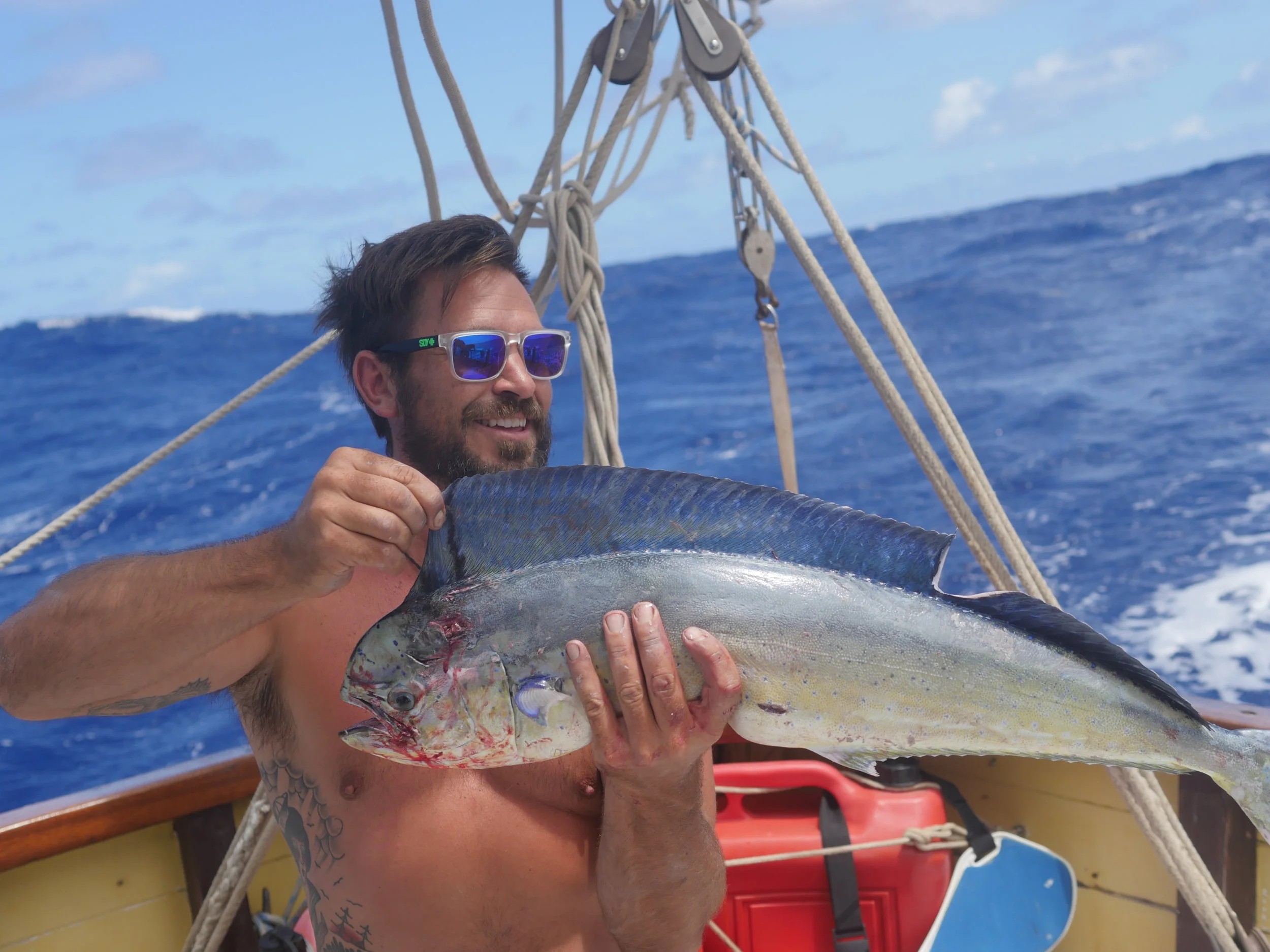 Brio and the Mahi Mahi (dolphin fish) that had been on the line for most of the morning without any of us realising. 