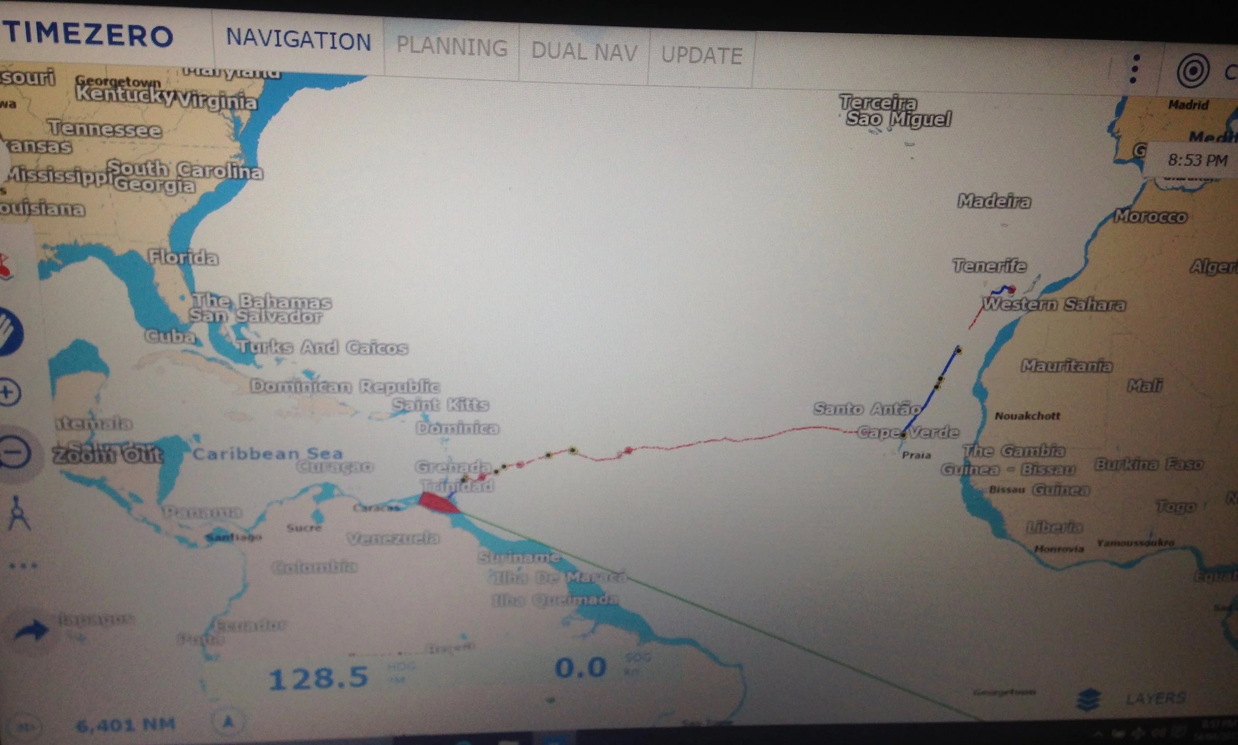 The track Starlight took as she wiggled her way across the Atlantic Ocean. 