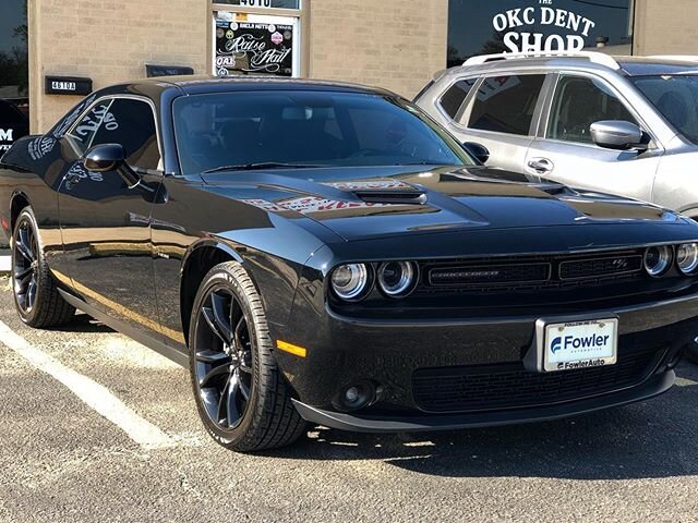 2018 Dodge Challenger waiting for delivery. This vehicle came in with a lot of damage caused by last months hail storm but we were able to handle the claim, help with the deductible and provide a sanitizing detail before delivering the vehicle back t