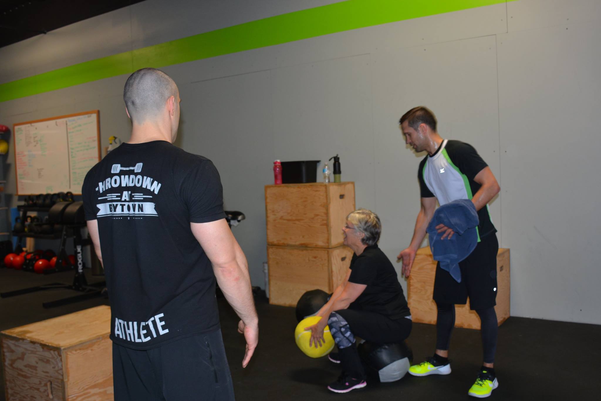 Gail rockin' the deep squat in a med ball clean.