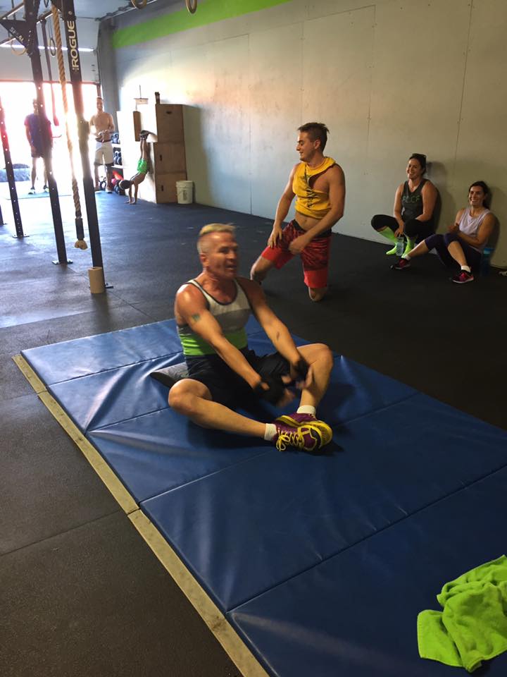 Aidan enjoying some Birthday Sit-ups as part of his 50th Birthday WOD ...