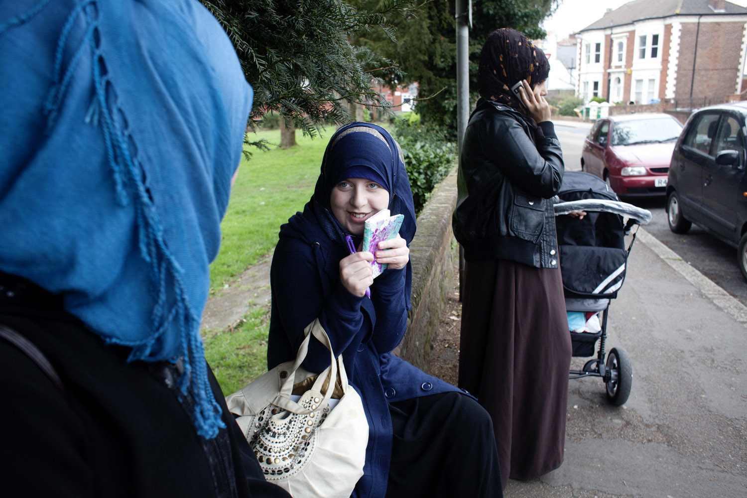 Deryn outside the mosque in Exeter.
