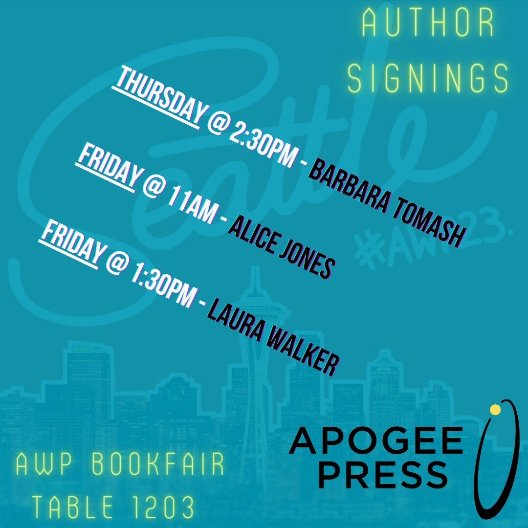 Getting excited for #AWP23 ! We'll be at Table 1203 at the bookfair 📚 Come find us for author signings, swag, and of course books! 📚📚📚 See you in Seattle :)