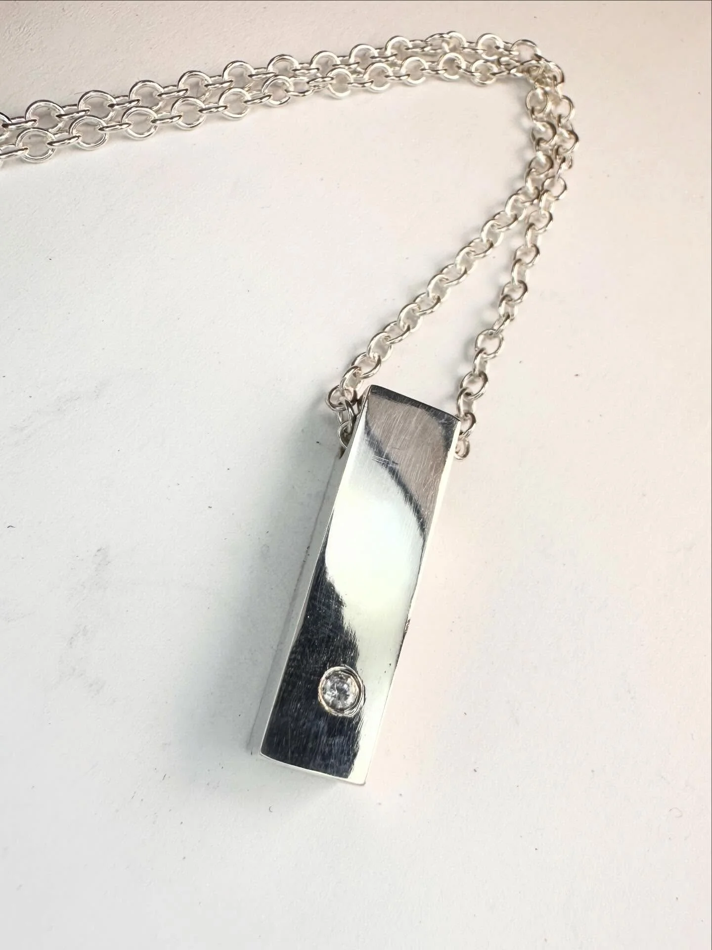 Ian Had a Very Particular Design Request for a Surprise Gift for His Wedding Anniversary. Simple and Chic&hellip;..&amp; Impossible to Photograph! 💎#diamondpendant #bespokejewellery #bespokejeweller
