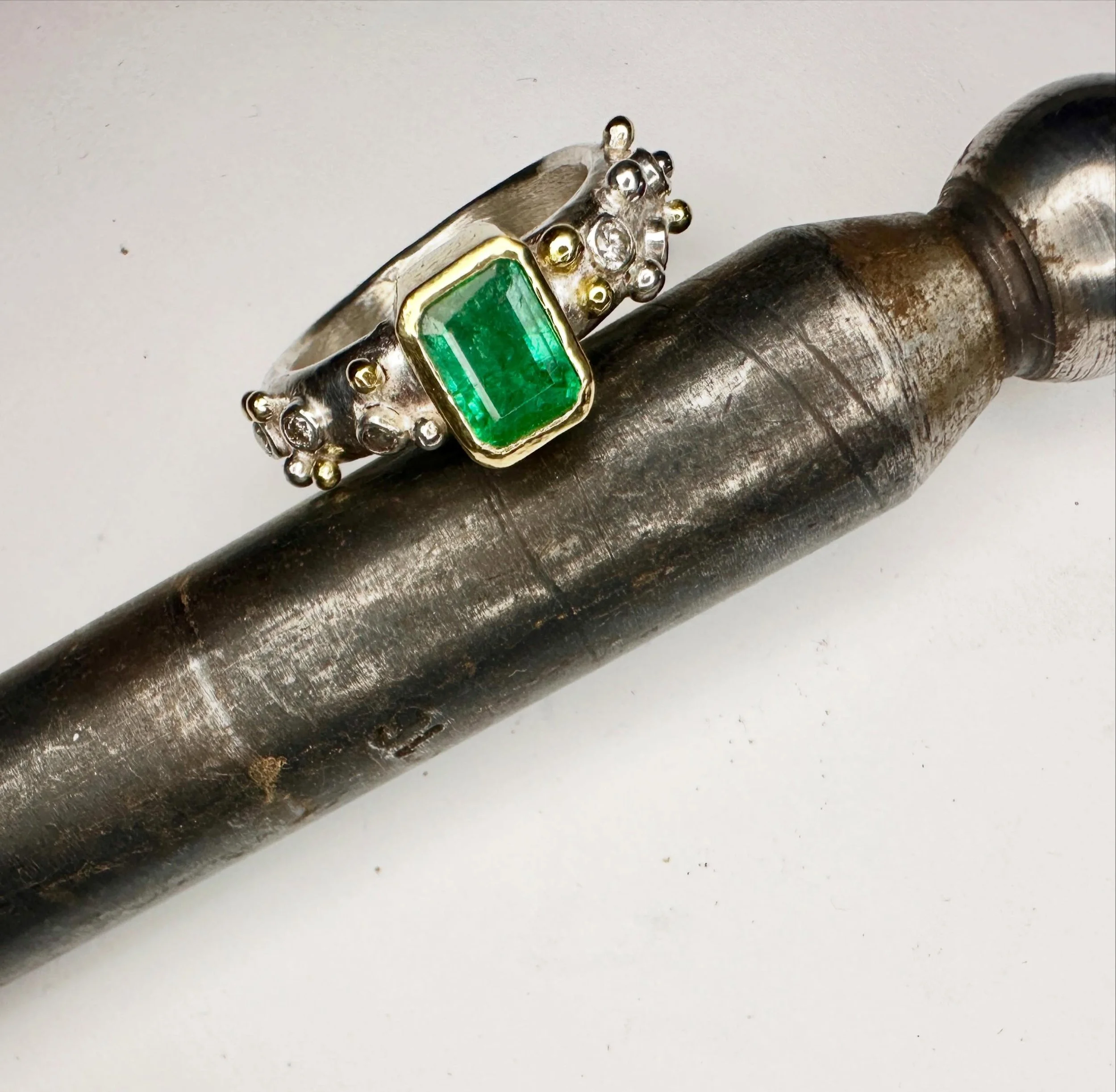 One of the Best Parts of my Job is Getting to Meet Such Wonderful People &amp; Kathryn was Definitely One of Them 🥰

I had the Absolute Pleasure of Remodelling her Emerald &amp; Diamond Ring into this Glorious Bobbled Delight 💚✨

A Beautiful Stone,