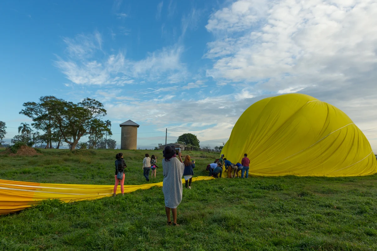 Packing up the balloon post flight is a team effort