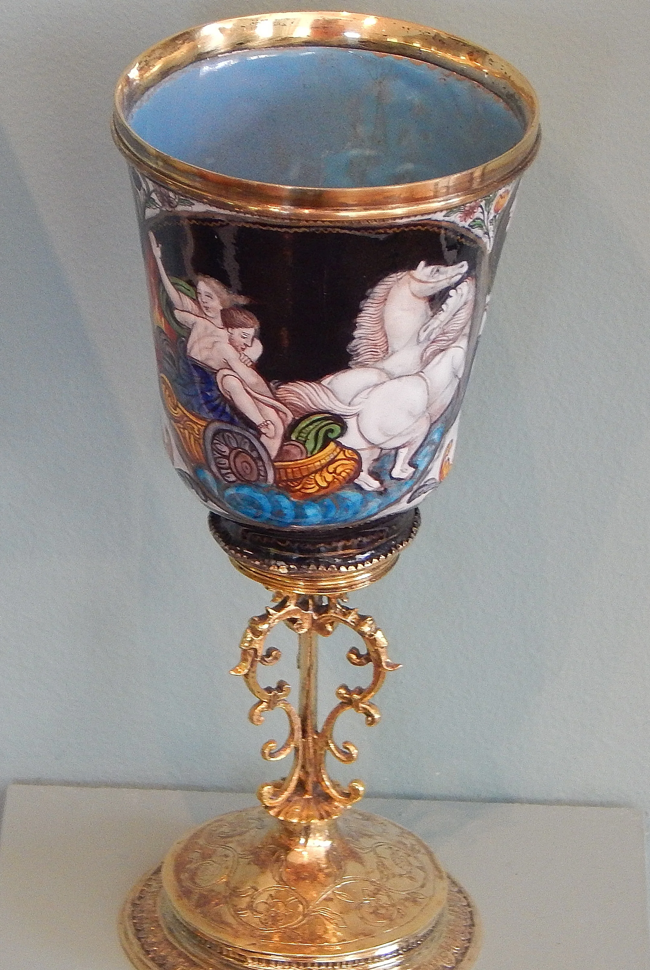 French Enameled Copper Cup 1630