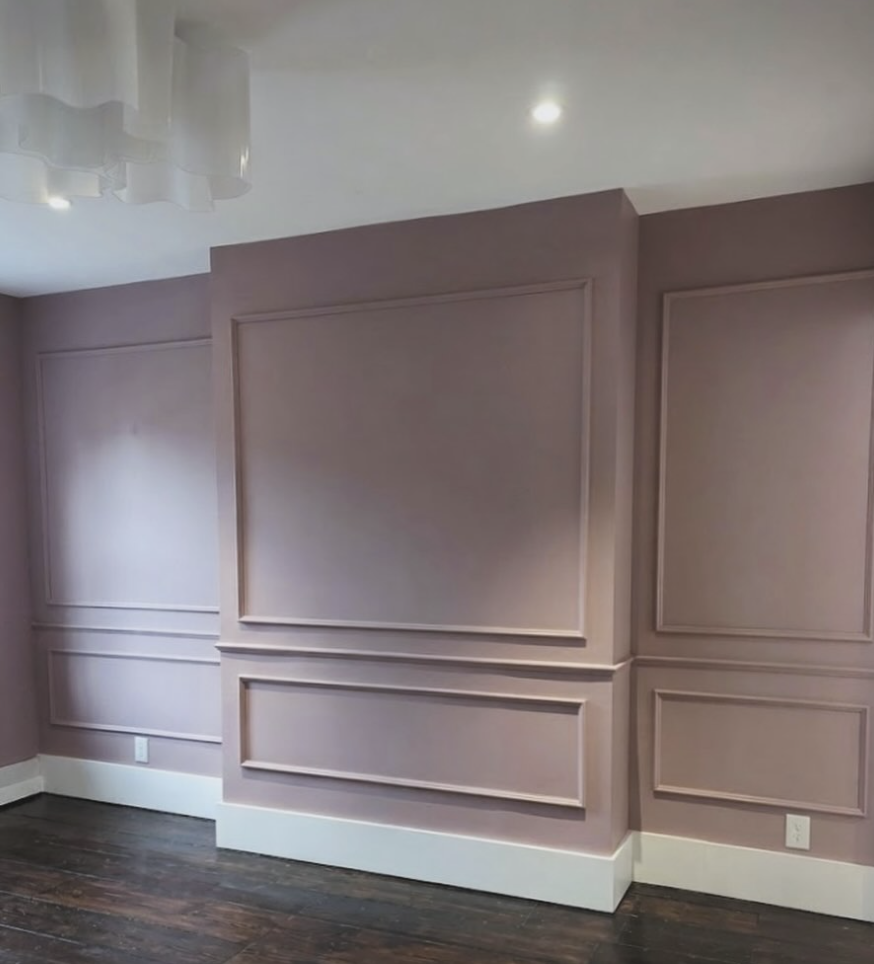 Dusty pink custom millwork in West Village brownstone