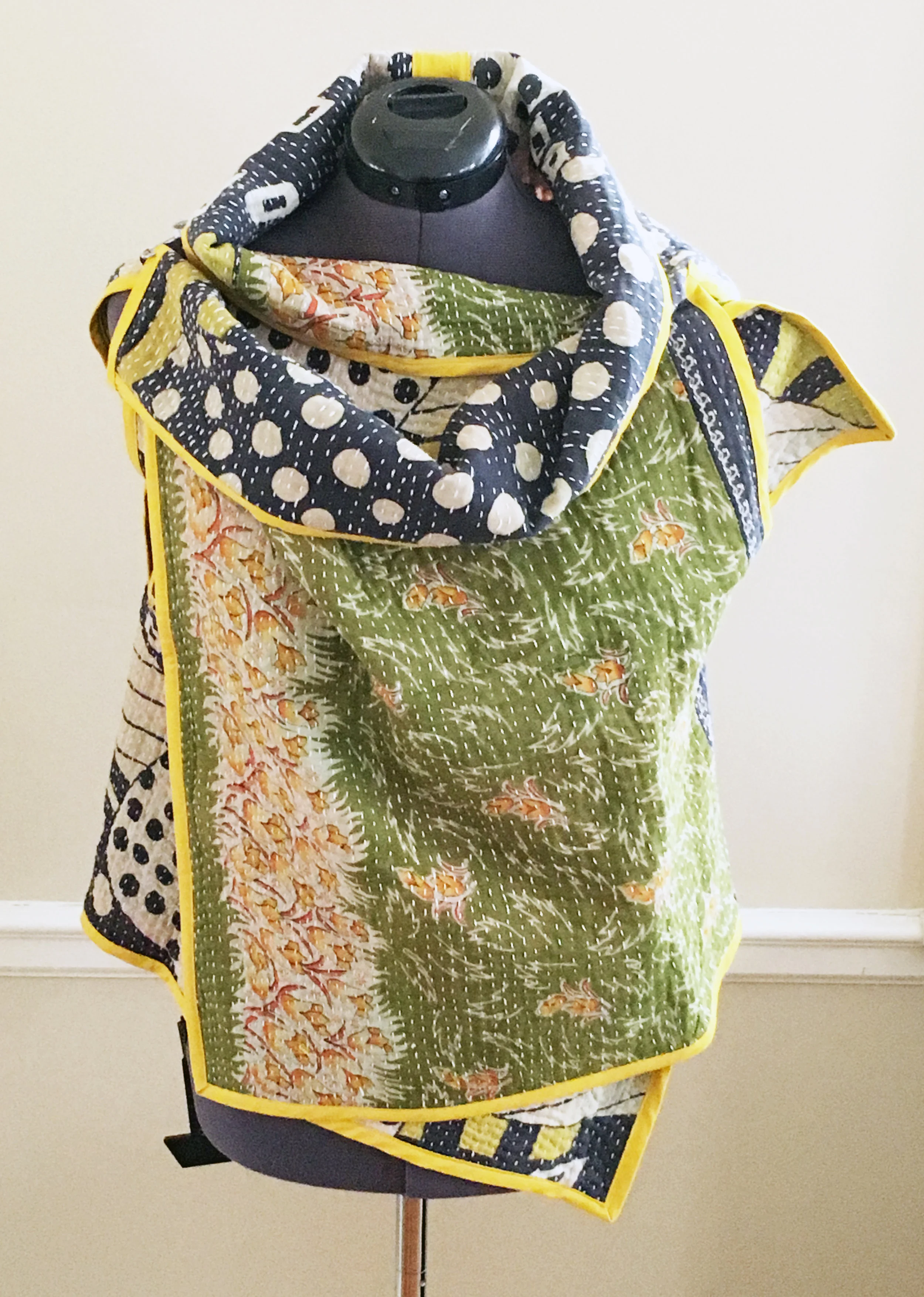 Kantha yellow blue moon vest front model2.jpg
