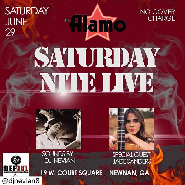 Next SATURDAY night! Get there early to check out special guest JADE SANDERS making her 1st appearance at the Alamo Newnan! I&rsquo;ll be DJ&rsquo;n after and dropping a lil heat for ya to dance to! Come early and stay late!
SHARE AND REPOST PLZ N TY