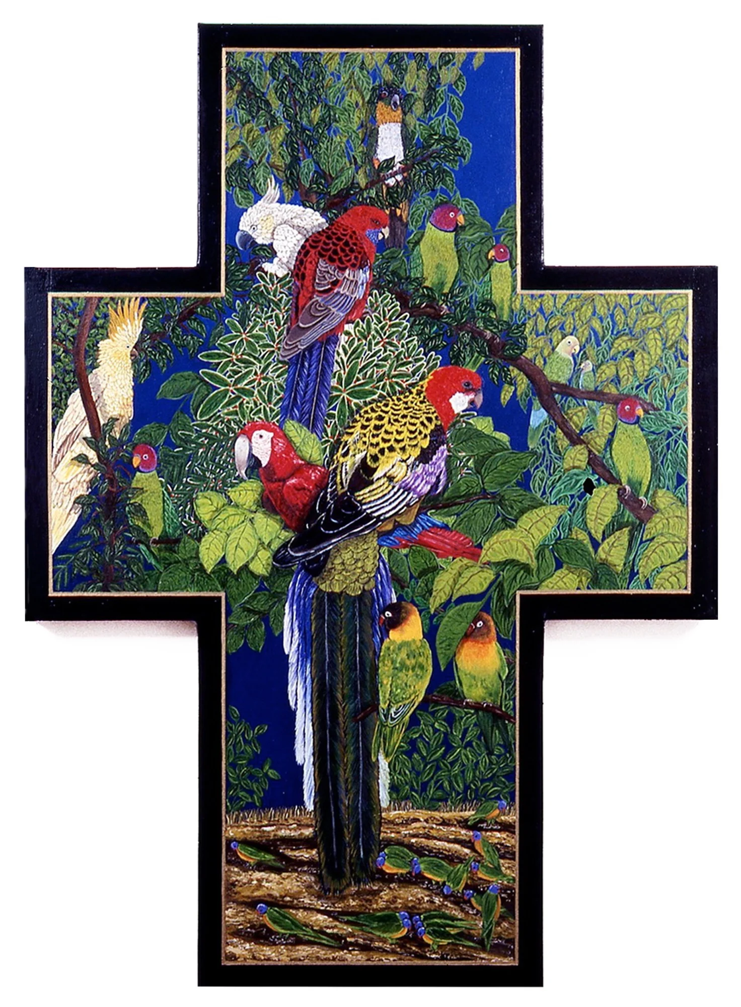 Endangered Birds, oil on shaped canvas, 44-1/2x32 (1995)
